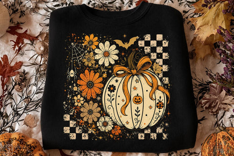 Retro Coquette Halloween Pumpkin PNG SVG DesignDestine 