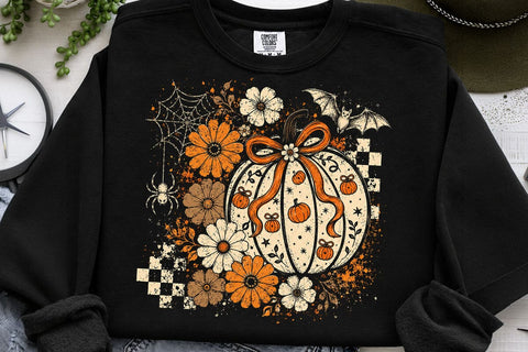Retro Coquette Halloween Pumpkin PNG SVG DesignDestine 