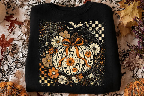 Retro Coquette Halloween Pumpkin PNG SVG DesignDestine 