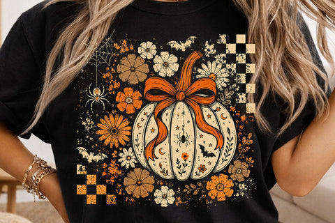 Retro Coquette Halloween Pumpkin PNG SVG DesignDestine 
