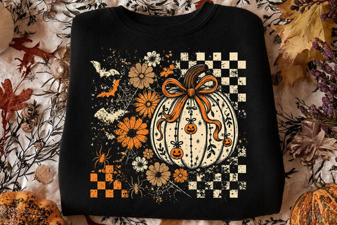 Retro Coquette Halloween Pumpkin PNG SVG DesignDestine 