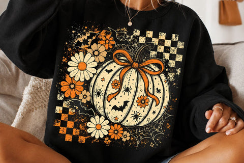Retro Coquette Halloween Pumpkin PNG SVG DesignDestine 