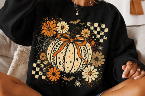 Retro Coquette Halloween Pumpkin PNG SVG DesignDestine 