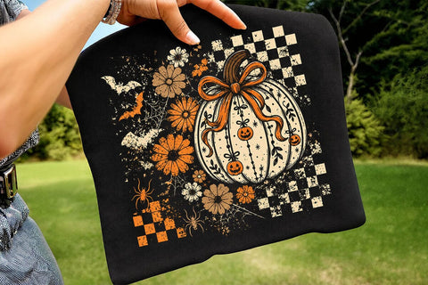 Retro Coquette Halloween Pumpkin PNG SVG DesignDestine 