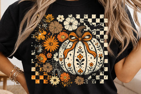 Retro Coquette Halloween Pumpkin PNG SVG DesignDestine 