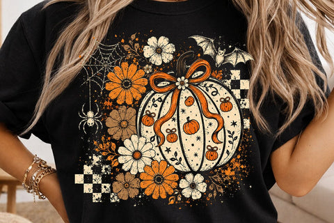 Retro Coquette Halloween Pumpkin PNG SVG DesignDestine 