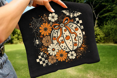 Retro Coquette Halloween Pumpkin PNG SVG DesignDestine 