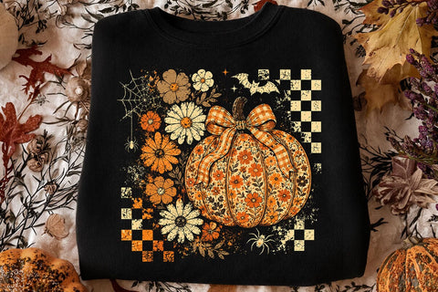 Retro Coquette Halloween Pumpkin PNG SVG DesignDestine 
