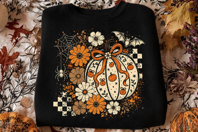 Retro Coquette Halloween Pumpkin PNG SVG DesignDestine 