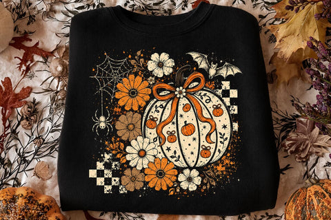 Retro Coquette Halloween Pumpkin PNG SVG DesignDestine 