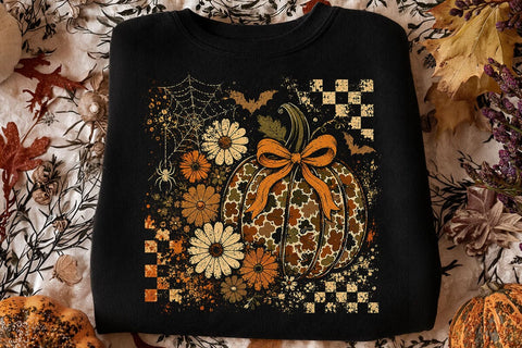 Retro Coquette Halloween Pumpkin PNG SVG DesignDestine 