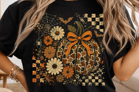 Retro Coquette Halloween Pumpkin PNG SVG DesignDestine 
