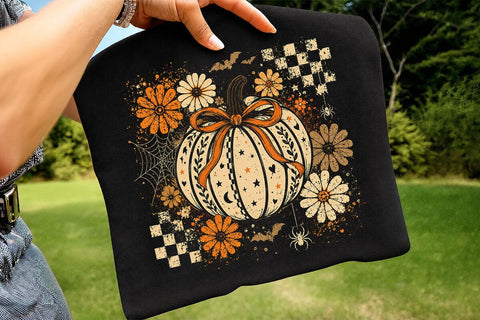 Retro Coquette Halloween Pumpkin PNG SVG DesignDestine 