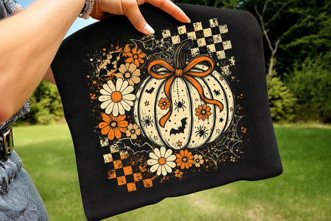 Retro Coquette Halloween Pumpkin PNG SVG DesignDestine 