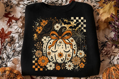 Retro Coquette Halloween Pumpkin PNG SVG DesignDestine 