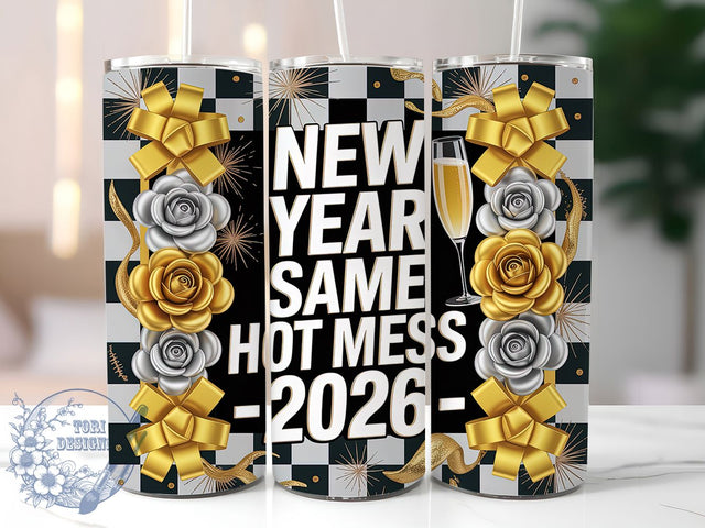 Retro Coquette Highland New Year Tumbler, Coquette 2026 Wrap, Same Hot Mess Cup, Festive Sublimation Design, Glitter New Year Tumbler, Sparkly Highland Wrap, Adorable Celebration Cup Sublimation ToriDesigns 