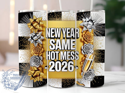 Retro Coquette Highland New Year Tumbler, Coquette 2026 Wrap, Same Hot Mess Cup, Festive Sublimation Design, Glitter New Year Tumbler, Sparkly Highland Wrap, Adorable Celebration Cup Sublimation ToriDesigns 