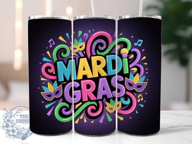 Retro Coquette Mardi Gras Tumbler, Carnival Coquette Wrap, Festive Party Cup, 20oz Sublimation Wrap, New Orleans Celebration Tumbler, Colorful Retro Bow Design Cup, Mardi Gras Coquette Theme Wrap Sublimation ToriDesigns 