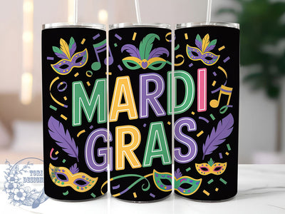 Retro Coquette Mardi Gras Tumbler, Carnival Coquette Wrap, Festive Party Cup, 20oz Sublimation Wrap, New Orleans Celebration Tumbler, Colorful Retro Bow Design Cup, Mardi Gras Coquette Theme Wrap Sublimation ToriDesigns 