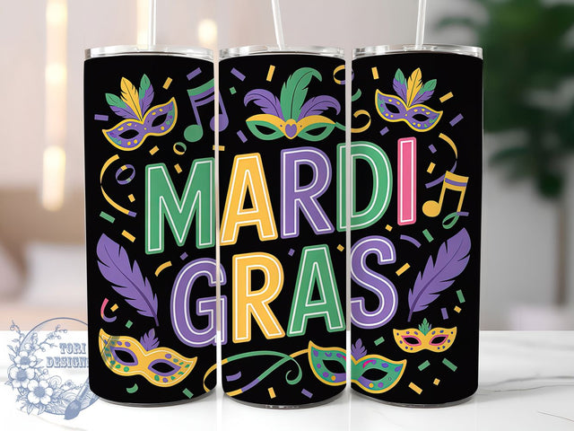Retro Coquette Mardi Gras Tumbler, Carnival Coquette Wrap, Festive Party Cup, 20oz Sublimation Wrap, New Orleans Celebration Tumbler, Colorful Retro Bow Design Cup, Mardi Gras Coquette Theme Wrap Sublimation ToriDesigns 