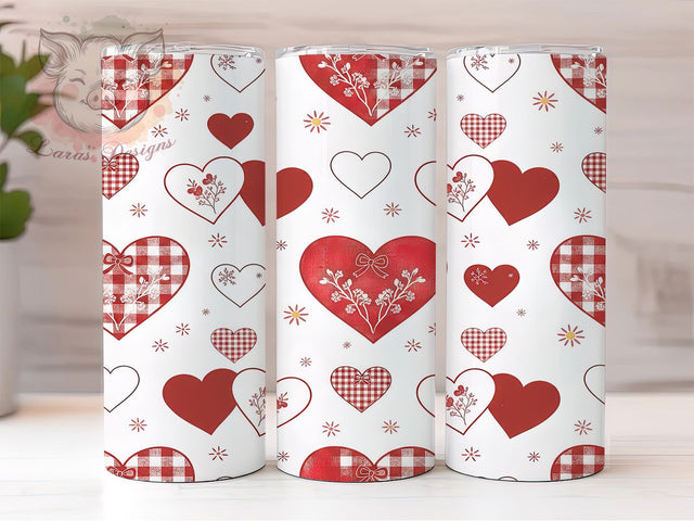 Retro Coquette Valentine Tumbler, Coquette Hearts, Vintage Style, Sublimation Art, 20oz Tumbler, Love Wrap, Romantic Design Sublimation Lara' s Designs 