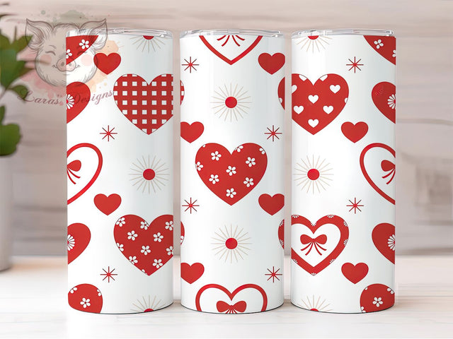 Retro Coquette Valentine Tumbler, Coquette Hearts, Vintage Style, Sublimation Art, 20oz Tumbler, Love Wrap, Romantic Design Sublimation Lara' s Designs 