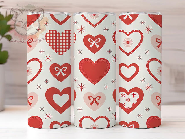 Retro Coquette Valentine Tumbler, Coquette Hearts, Vintage Style, Sublimation Art, 20oz Tumbler, Love Wrap, Romantic Design Sublimation Lara' s Designs 