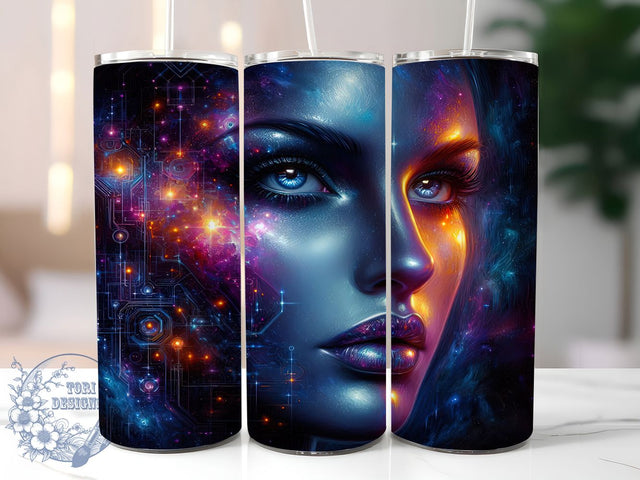 Retro Cosmic Woman Tumbler Wrap, Retro Futuristic Wrap, 20oz Tumbler Sublimation, Neon Space Diva Design, Vintage Sci-Fi Sublimation, Galactic Glam Tumbler, Celestial Retro Woman Wrap Sublimation ToriDesigns 