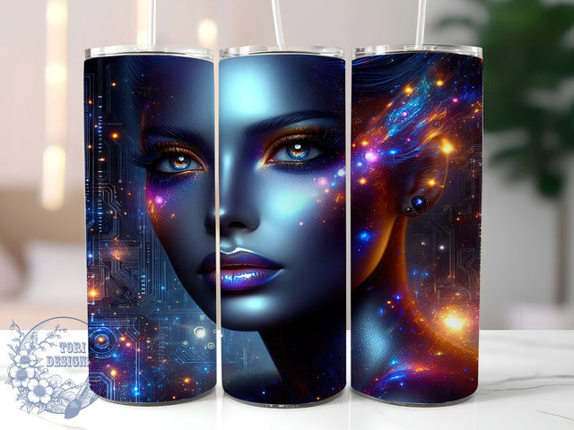 Retro Cosmic Woman Tumbler Wrap, Retro Futuristic Wrap, 20oz Tumbler Sublimation, Neon Space Diva Design, Vintage Sci-Fi Sublimation, Galactic Glam Tumbler, Celestial Retro Woman Wrap Sublimation ToriDesigns 