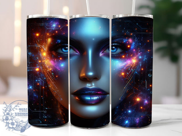 Retro Cosmic Woman Tumbler Wrap, Retro Futuristic Wrap, 20oz Tumbler Sublimation, Neon Space Diva Design, Vintage Sci-Fi Sublimation, Galactic Glam Tumbler, Celestial Retro Woman Wrap Sublimation ToriDesigns 