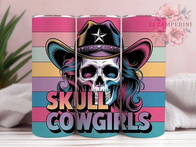 Retro Cowgirl Skull 20oz Tumbler Wrap, Skull Cowgirls Design, Cowgirl Theme Wrap, Rustic Sublimation Wrap, 20oz Tumbler Design, PNG Tumbler Wrap, Western Style Sublimation Li Zamperini 