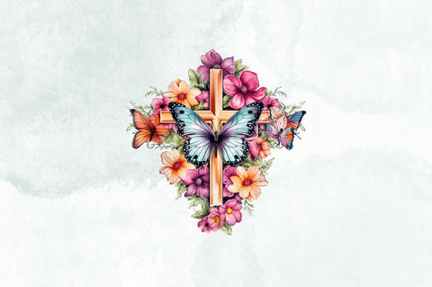 Retro Cross Butterflies Sublimation Bundle Sublimation Designangry 