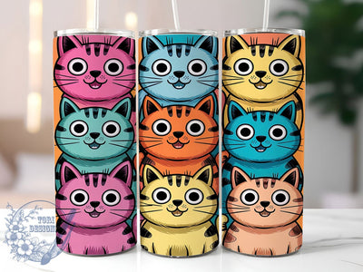 Retro & Cute Cat Tumbler Wrap, Retro Cat Wrap, Cat Sublimation Design, 20oz Tumbler Graphic, Vintage Cat Tumbler, Cute Cat Cup Design, Retro Kitty Tumbler Sublimation ToriDesigns 