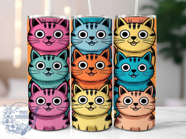 Retro & Cute Cat Tumbler Wrap, Retro Cat Wrap, Cat Sublimation Design, 20oz Tumbler Graphic, Vintage Cat Tumbler, Cute Cat Cup Design, Retro Kitty Tumbler Sublimation ToriDesigns 