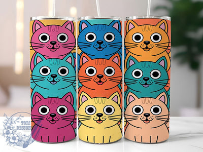 Retro & Cute Cat Tumbler Wrap, Retro Cat Wrap, Cat Sublimation Design, 20oz Tumbler Graphic, Vintage Cat Tumbler, Cute Cat Cup Design, Retro Kitty Tumbler Sublimation ToriDesigns 
