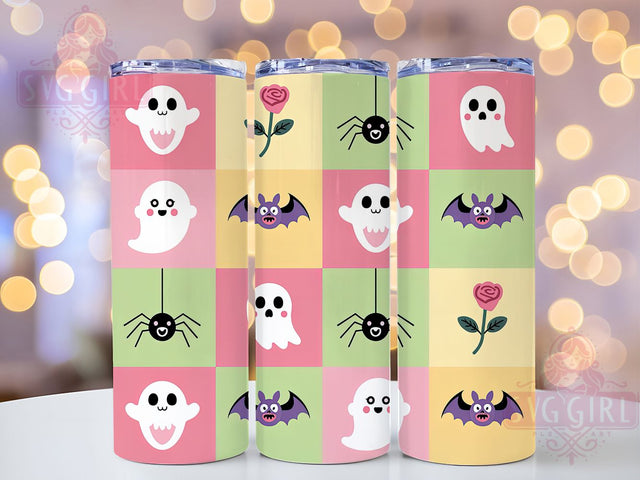 Retro Cute Ghost Bats Halloween Tumbler, Cute Ghost Bats Cup, Pastel Spooky Season Wrap, 20Oz Sublimation Design, Vintage Halloween Mug, Kawaii Ghost Drinkware, Adorable Spooky Tumbler Sublimation SvggirlplusArt 
