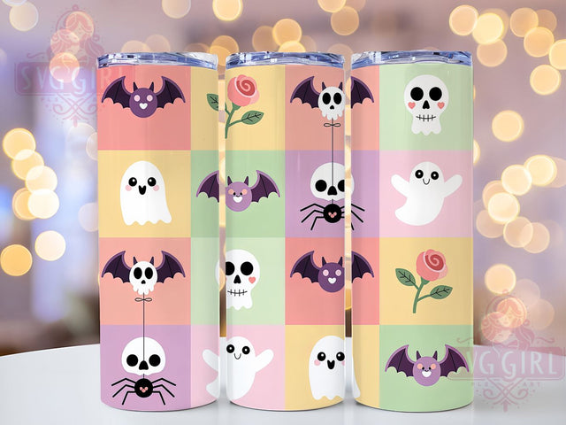 Retro Cute Ghost Bats Halloween Tumbler, Cute Ghost Bats Cup, Pastel Spooky Season Wrap, 20Oz Sublimation Design, Vintage Halloween Mug, Kawaii Ghost Drinkware, Adorable Spooky Tumbler Sublimation SvggirlplusArt 