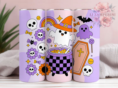 Retro Cute Ghost Halloween Tumbler, Cute Ghost Wrap, Spooky Girl Design, Vintage Halloween Cup, 20oz Tumbler Wrap, Retro Ghost Sublimation, Halloween Cute Drinkware Sublimation Li Zamperini 