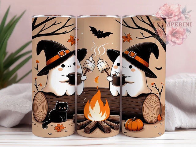 Retro Cute Ghost Vintage Halloween Tumbler, Cute Halloween Cup, Fall Camping Wrap, 20Oz Sublimation Design, Boo Ghosts Mug, Vintage Halloween Drinkware, Autumn Spooky Tumbler Sublimation Li Zamperini 