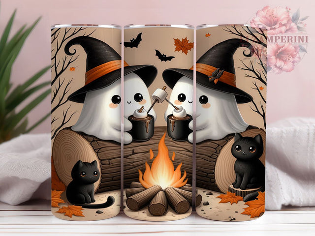 Retro Cute Ghost Vintage Halloween Tumbler, Cute Halloween Cup, Fall Camping Wrap, 20Oz Sublimation Design, Boo Ghosts Mug, Vintage Halloween Drinkware, Autumn Spooky Tumbler Sublimation Li Zamperini 