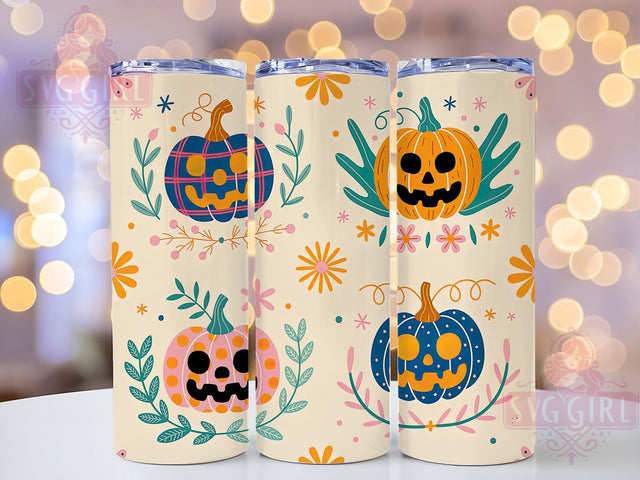 Retro Cute Pumpkin Halloween Tumbler, Cute Pumpkin Cup, 20Oz Tumbler Wrap, Sublimation Fall Design, Vintage Halloween Drinkware, Spooky Cute Mug Wrap, Autumn Pumpkin Tumbler Sublimation SvggirlplusArt 