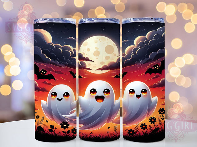 Retro Cute Spooky Halloween Ghost Tumbler, Cute Ghost Wrap, Spooky Ghost Design, 20Oz Skinny Tumbler, Halloween Ghost Sublimation, Vintage Spooky Drinkware, Fun Halloween Tumbler Sublimation SvggirlplusArt 
