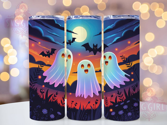 Retro Cute Spooky Halloween Ghost Tumbler, Cute Ghost Wrap, Spooky Ghost Design, 20Oz Skinny Tumbler, Halloween Ghost Sublimation, Vintage Spooky Drinkware, Fun Halloween Tumbler Sublimation SvggirlplusArt 