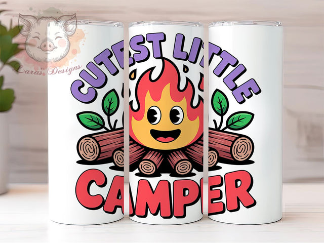 Retro Cutest Camper 20oz Tumbler Wrap, Retro Camper, Cutest Little Camper, Campfire Design, Vintage Adventure, 20oz Tumbler Wrap, Sublimation PNG Sublimation Lara' s Designs 