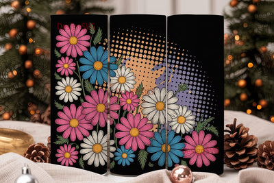 Retro Daisy Flowers 20oz Tumbler Wrap Sublimation DesignSVG 