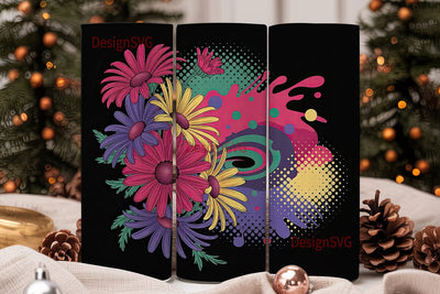 Retro Daisy Pop 20oz Tumbler Wrap Sublimation DesignSVG 