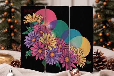 Retro Daisy Pop 20oz Tumbler Wrap Sublimation DesignSVG 