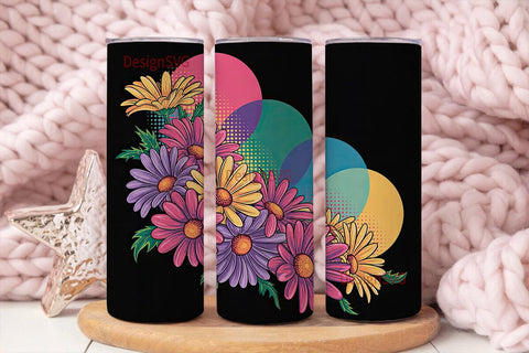 Retro Daisy Pop 20oz Tumbler Wrap Sublimation DesignSVG 
