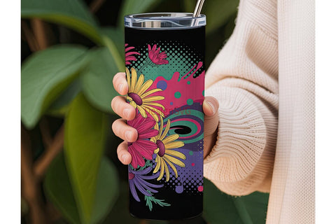Retro Daisy Pop 20oz Tumbler Wrap Sublimation DesignSVG 