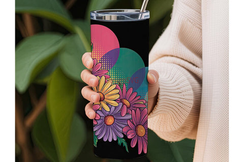 Retro Daisy Pop 20oz Tumbler Wrap Sublimation DesignSVG 
